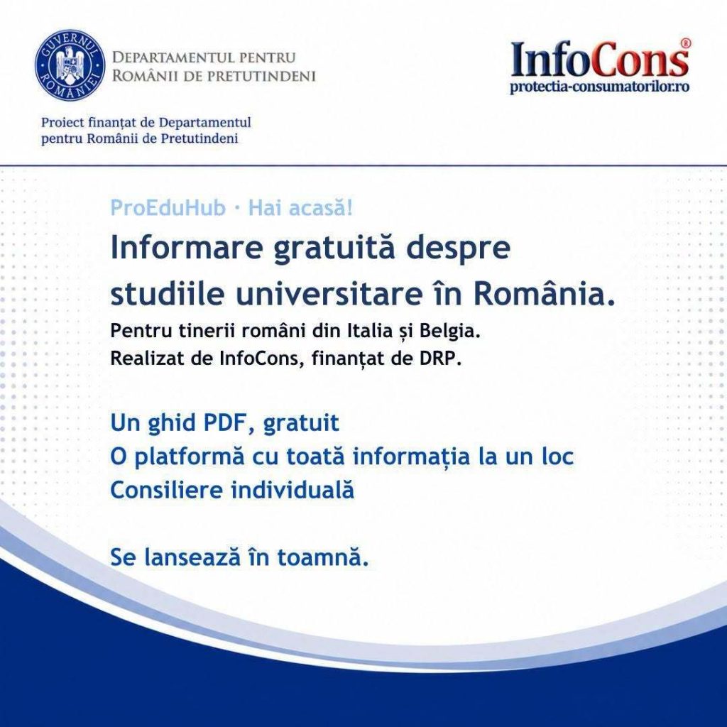 ProEduHub : Informare gratuită despre studiile universitare din România pentru tinerii români din Italia și Belgia