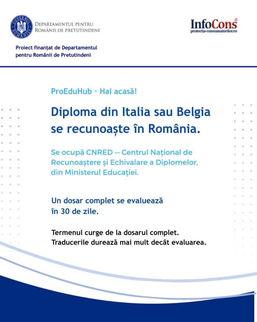 Știai că diploma din Italia sau Belgia se recunoaște în România ?