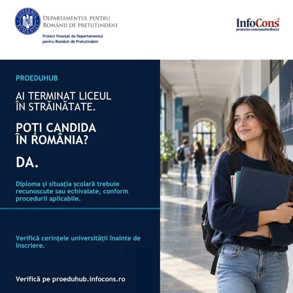 Admiterea în România cu o diplomă de liceu obținută în străinătate