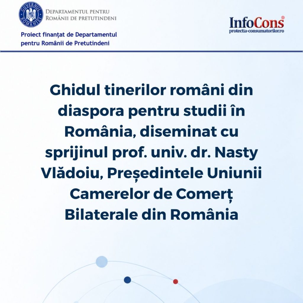 Ghidul tinerilor români din diaspora pentru studii în România, diseminat cu sprijinul prof. univ. dr. Nasty Vlădoiu, Președintele Uniunii Camerelor de Comerț Bilaterale din România
